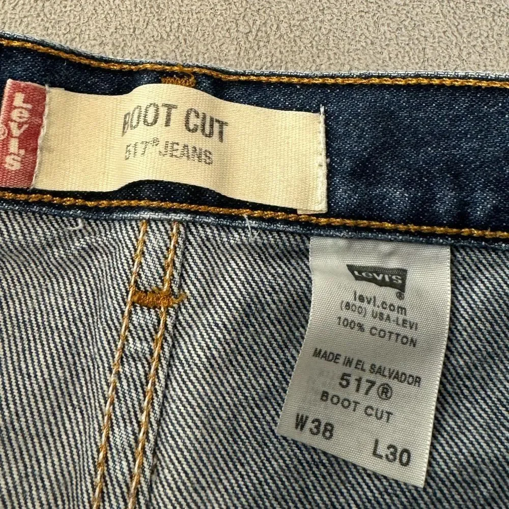 Levi's 517 Jeans Mens Size 38x27 Black Denim Classic Casual 90s Style Bootcut